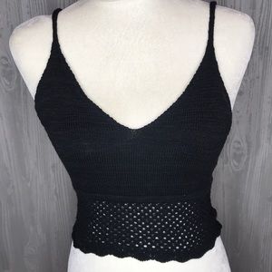 Black Knitted Crop Tank